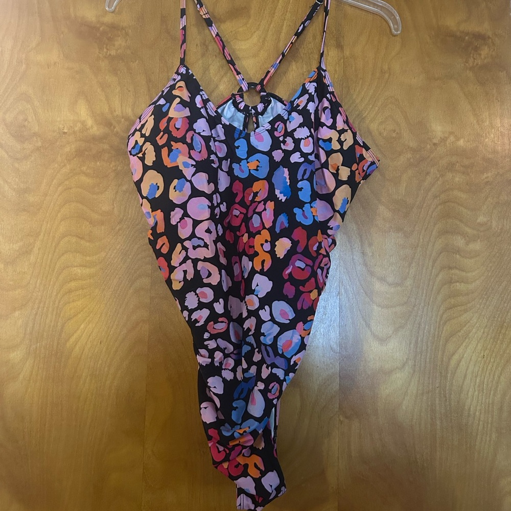 Colorful Leopard Print Strappy Swimsuit